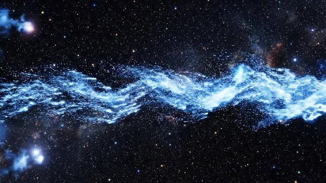 Cosmic blue wave in starry night sky.