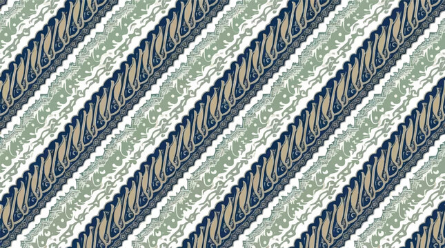 Seamless Indonesian Parang Batik Pattern with Tribal Motifs
