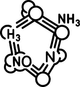 Chemical Molecular Structure Icon with Scientific Labels