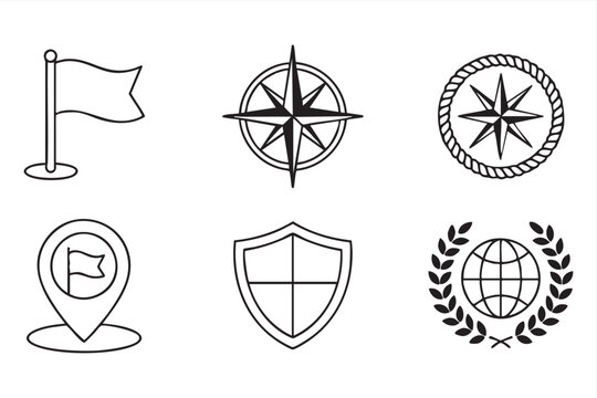 Clean Adventure Logo Elements With Compass Rose Laurel And Location Marker