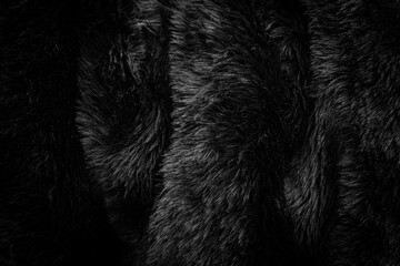Luxury Black Faux Fur Texture Background with Deep Shadows © Gung