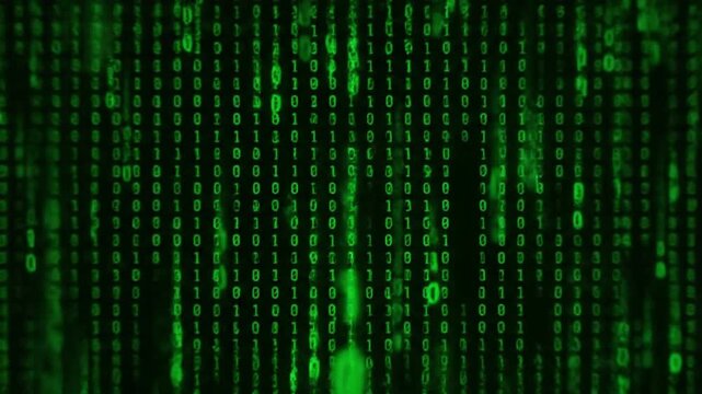 Digital Binary Code Falling Down Background in Matrix Style