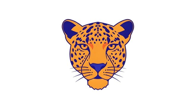 Stylized leopard head illustration with vibrant colors on white background