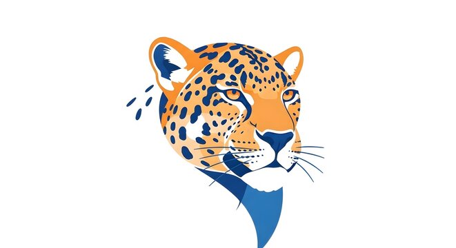Colorful geometric leopard head illustration on white background