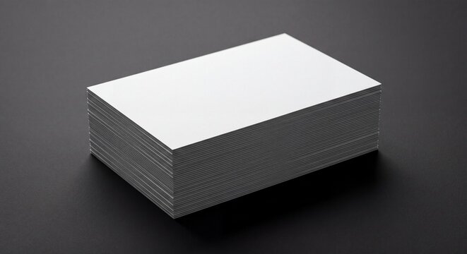stack of blank white business cards mockup on dark background