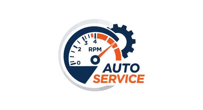Auto Service Logo with Tachometer.