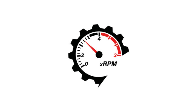 RPM gauge with red needle.