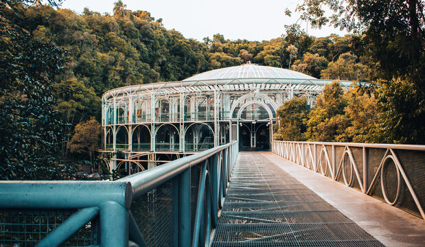 Curitiba Wire Opera House on Pedestrian Bridge