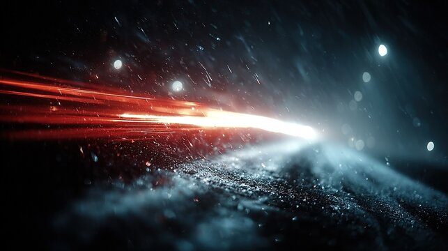 Striking abstract background with soft‑edged out‑of‑focus red and white light streaks intersecting on heavily distressed dark scratched grainy surface, thin linear scratches and tiny bright flecks