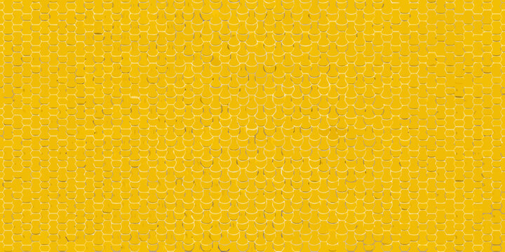 Honeycomb pattern yellow hexagonal cells repeating texture