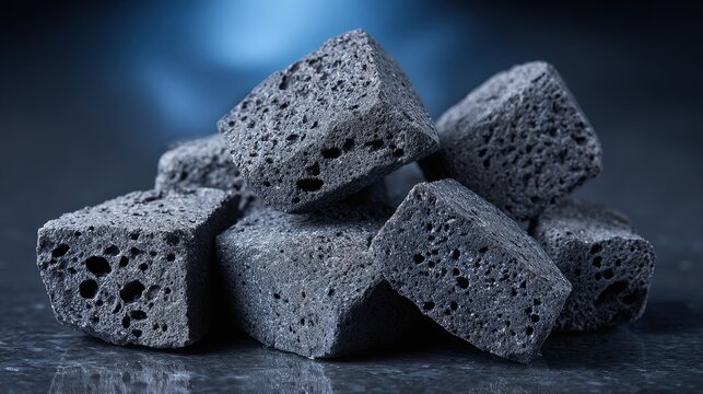 Pile of Dark Porous Volcanic Lava Rocks
