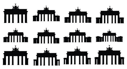 Brandenburg Gate silhouettes black on white background © AlhamdulillahAdobe