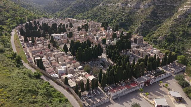flying counter clockwise around cemetery of Ragusa Sicily
