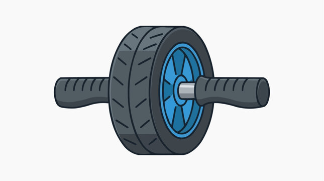 Ab wheel fitness equipment: A modern and simple illustration of an ab wheel, designed for core strength and abdominal exercise, perfect for fitness enthusiasts.