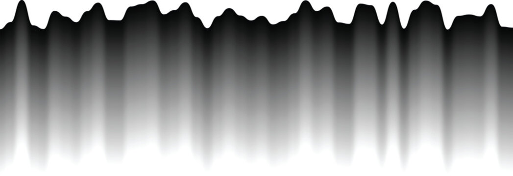 Abstract grayscale mountain range silhouette vector graphic with smooth gradient fill for modern landscape and data visualization design