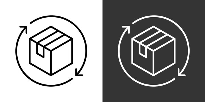Return Box Black And White Icon Set Collection Pack Vector Illustration