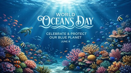 World oceans day celebrate protect our blue planet with marine life
