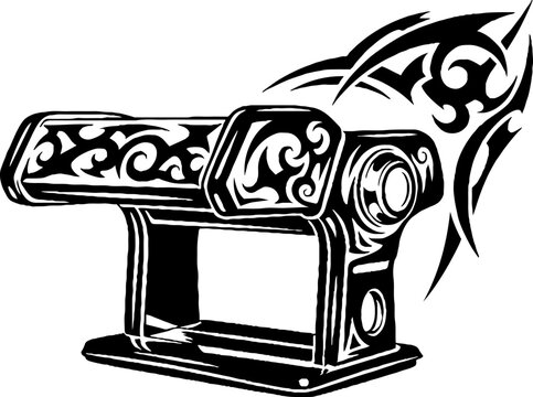 Pasta maker kitchen appliance with tribal pattern overlay