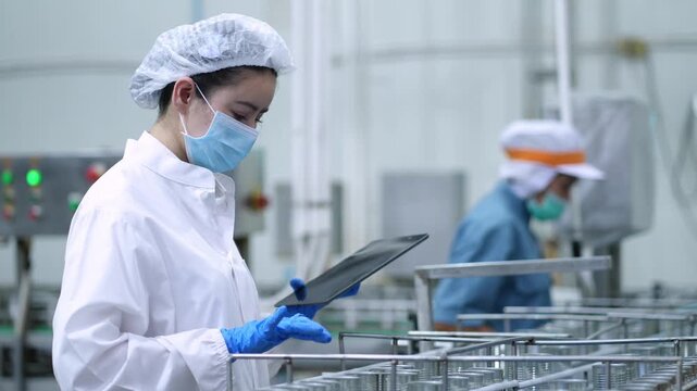 Quality control process in food production facility inspection of products industrial environment close-up view efficiency focus