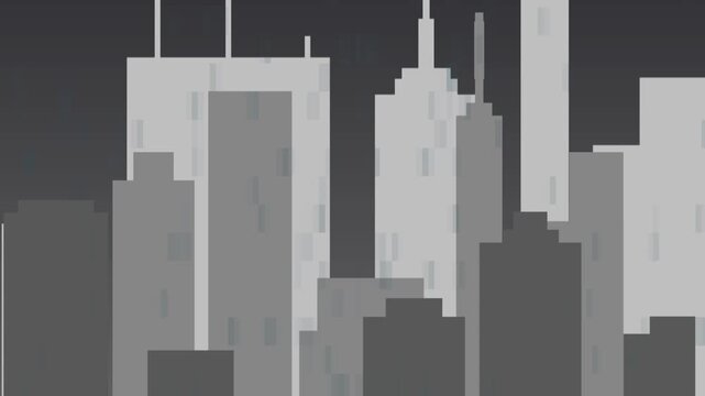 Gloomy **Rainy Day Pixel Cityscape** Parallax Scrolling Background Loop 4K