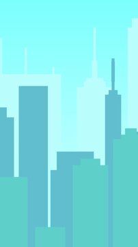 Vertical Clear **Blue Sky 8-bit City** Scrolling Background for **Vlog** Reels 4K