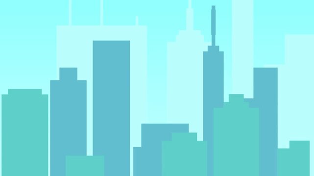 Bright **Morning Pixel City Skyline** Parallax Scrolling Animation Background Loop 4K