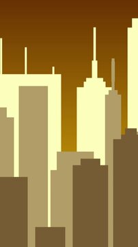 Vertical Nostalgic **Evening Pixel City** Skyline Animation for **Aesthetic** Reels 4K