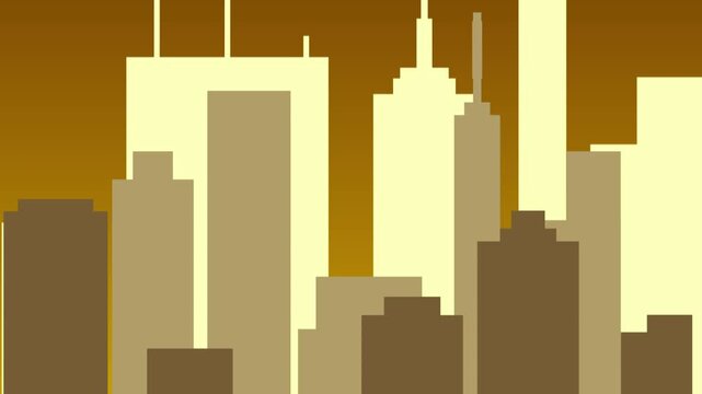 Retro 8-bit **Sunset Cityscape** Parallax Scrolling Background **Lo-Fi** Loop 4K