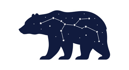 Silhouette of a bear filled with a starry night sky and constellation © Musi