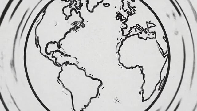 A simple hand drawn sketch of the planet earth on a white background