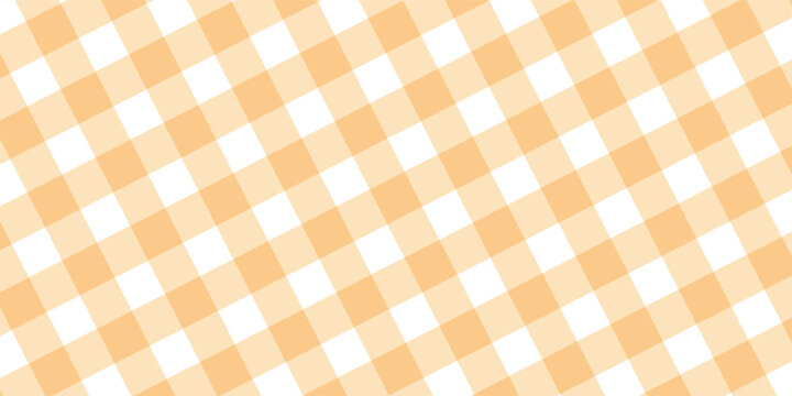 Yellow gingham or vichy pattern. Autumn or Thanksgiving day textile print for tabletop, picnic blanket, basket napkin, shirt or handkerchief. Cotton, linen or flannel design. Vector flat illustration.