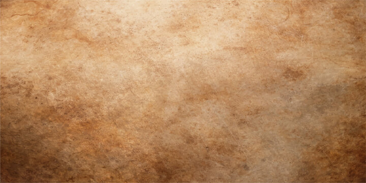 Stained brown leather texture meets aged vintage parchment paper in a grungy antique design featuring a worn blank page with a retro art pattern and dirty textured wallpaper