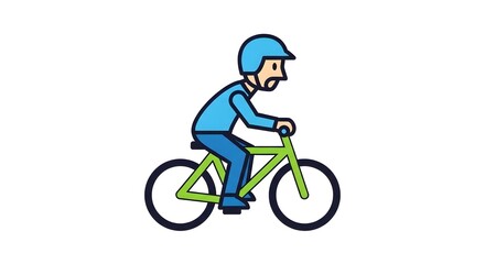 Fototapeta premium Colorful illustration of a cyclist riding a bicycle with helmet