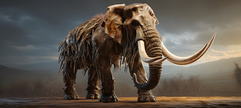 mammoth skeleton humanidad full body,generative AI