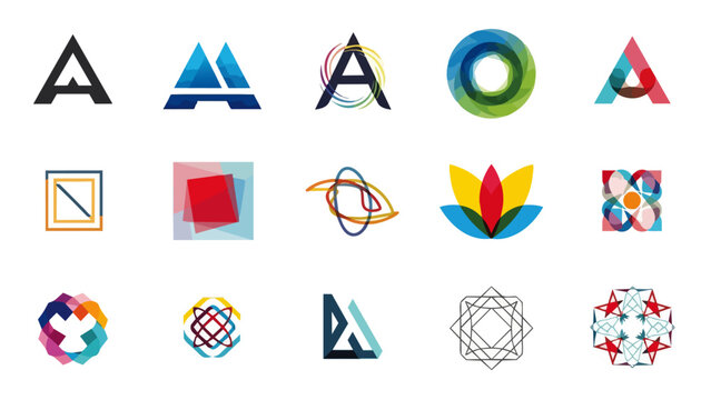 Collection of geometric shapes logos.