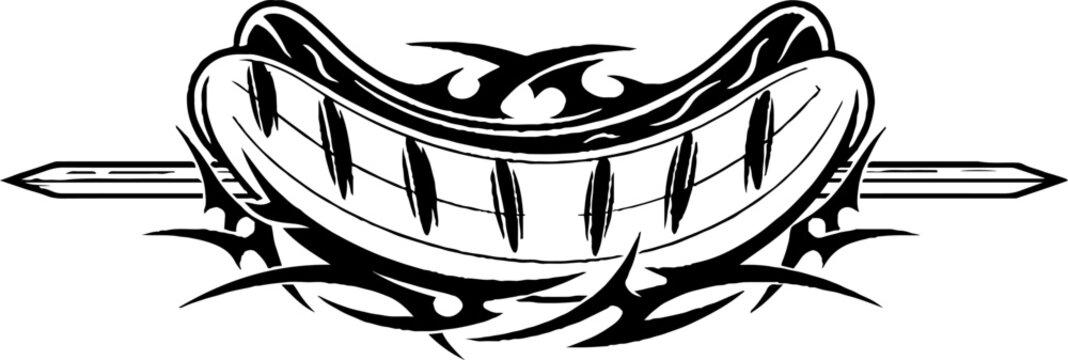Grilled Sausage on Skewer with Tribal Flame Motif