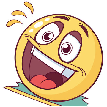 Surprised happy emoji face falling down.