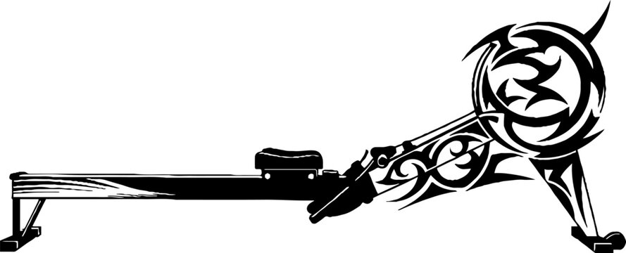 Indoor Rowing Machine with Tribal Pattern Graphic