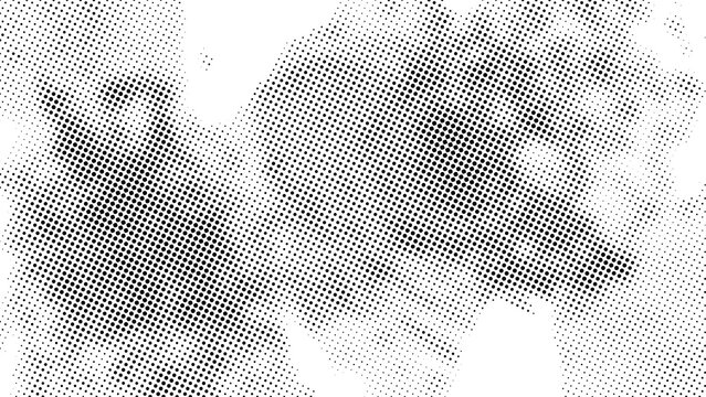 Distressed halftone texture with varied dot density and blotches isolated as PNG