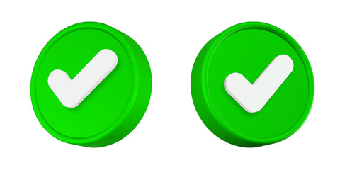  3D icon depicting a white checkmark symbolize approval, success, or verification © Novita