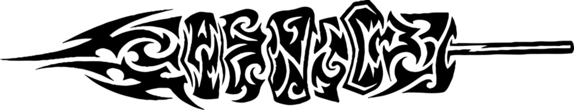 Skewered Corn Dog Tribal Style Graphic Silhouette