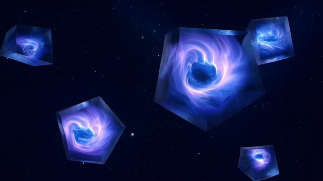 Crystal deep space blue star shimmering abstract cosmic cube with glowing vortex and nebula dark sky blue crystal star deep space shimmering cosmic cube spiral galaxy nebula scene abstract celestial