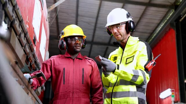 Collaboration and safety in the industrial sector warehouse image working environment close-up teamwork