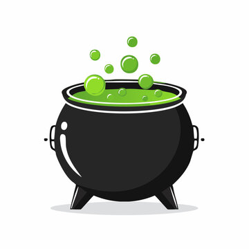 Halloween Witch Cauldron with Bubbling Green Potion