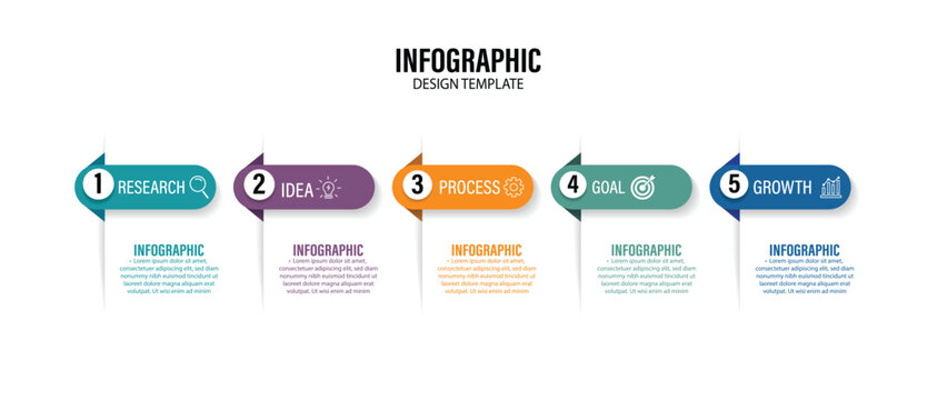 infographic template with 5 steps or options. Vector Infographic design template. Infographics for business concept. Steps business data visualization timeline process infographic template design.