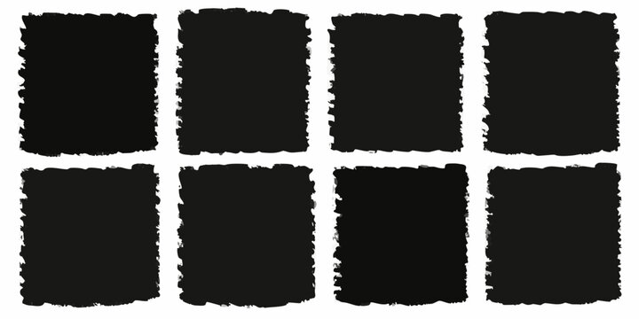 black rectangle shapes rough edges isolated on white background