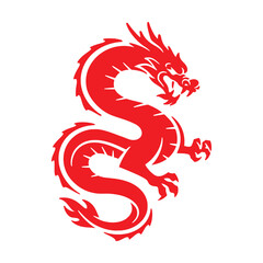 Fototapeta premium Tribal dragon silhouette logo design, dragon vector icon 