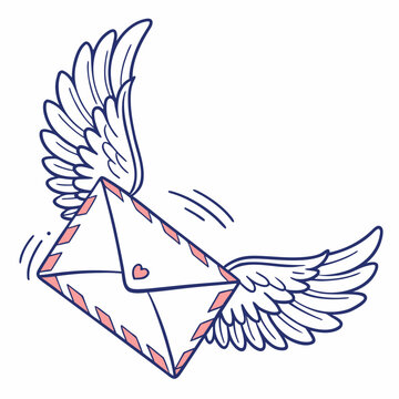 Fast mail delivery winged envelope.