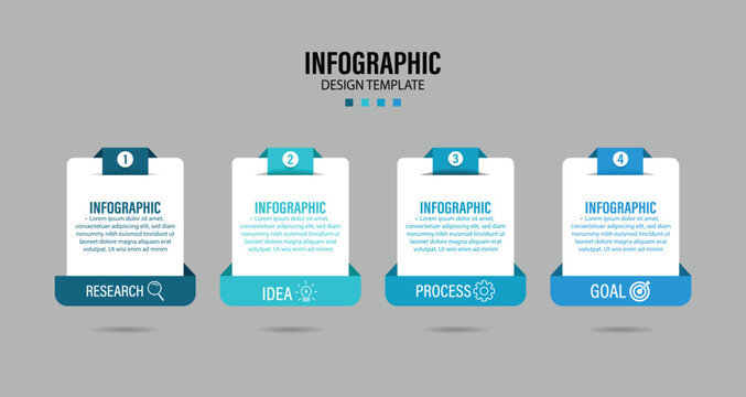 Presentation business infographic template vector. Four section infographic diagram. Steps business data visualization timeline process infographic template design with icons. Vector illustration.
