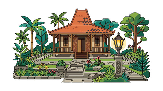 traditional wooden joglo house